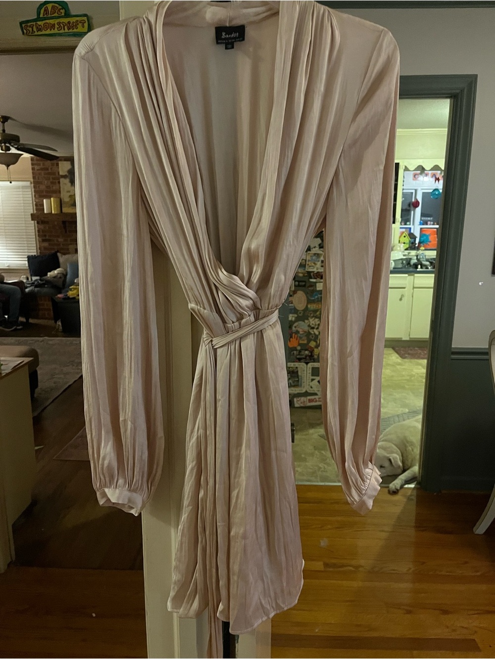 Bardot Blush Tie-Waist Draped Robe